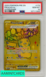 2025 POKEMON PRE EN-PRISMATIC EVO PIKACHU EX #179 HYPER RARE PSA 10 107111956
