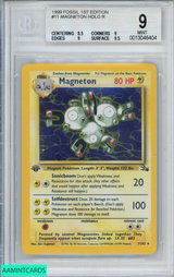 1999 POKEMON FOSSIL 1ST EDITION MAGNETON HOLO R #11 BGS 9 MINT 0013046404 1999 POKEMON FOSSIL 1ST EDITION MAGNETON HOLO R #11 BGS 9 MINT 0013046404