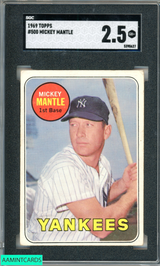 1969 TOPPS MICKEY MANTLE #500 NEW YORK YANKEES HOF SGC 2.5 GD+ 5390627
