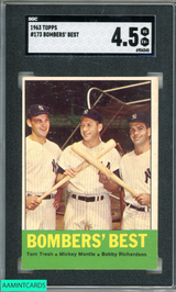 1963 TOPPS BOMBERS BEST #173 MICKEY MANTLE HOF SGC 4.5 VG-EX+ 6954345