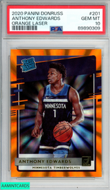 2020 PANINI DONRUSS ANTHONY EDWARDS #201 ORANGE LASER ROOKIE RC PSA 10 GEM MT 89890309 2020 PANINI DONRUSS ANTHONY EDWARDS #201 ORANGE LASER ROOKIE RC PSA 10 GEM MT 89890309