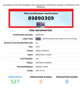 2020 PANINI DONRUSS ANTHONY EDWARDS #201 ORANGE LASER ROOKIE RC PSA 10 GEM MT 89890309 2020 PANINI DONRUSS ANTHONY EDWARDS #201 ORANGE LASER ROOKIE RC PSA 10 GEM MT 89890309