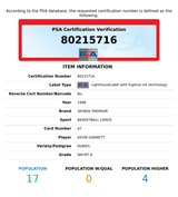 1996 SKYBOX PREMIUM KEVIN GARNETT #67 RUBIES TIMBERWOLVES HOF PSA 8 NM-MT 80215716 1996 SKYBOX PREMIUM KEVIN GARNETT #67 RUBIES TIMBERWOLVES HOF PSA 8 NM-MT 80215716