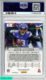 2024 PANINI PRIZM DECA JUSTIN JEFFERSON #211 GREEN SHIMMER FOTL 1 OF 12 PSA 10 114823056