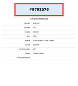 2025 TOPPS NOW FC BARCELONA LAMINE YAMAL #002 LIONEL MESSI LEGACY SGC 10 GEM 9792576 2025 TOPPS NOW FC BARCELONA LAMINE YAMAL #002 LIONEL MESSI LEGACY SGC 10 GEM 9792576