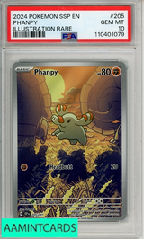 2024 POKEMON SSP EN-SURGING SPARKS PHANPY #205 ILL RARE PSA 10 110401079