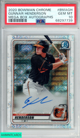 2020 BOWMAN CHROME MEGA BOX AUTOGRAPHS GUNNAR HENDERSON #BMAGH RC PSA 10 GEM MT 68297739