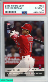2018 TOPPS NOW SHOHEI OHTANI #136 ROOKIE RC LOS ANGELES ANGELS PSA 10 GEM MT 64687406