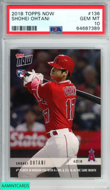2018 TOPPS NOW SHOHEI OHTANI #136 ROOKIE RC LOS ANGELES ANGELS PSA 10 GEM MT 64687389
