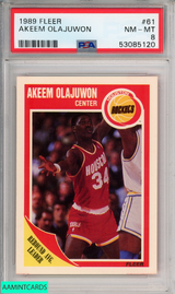 1989 FLEER AKEEM OLAJUWON #61 HOUSTON ROCKETS HOF PSA 8 NM-MT 53085120