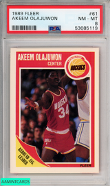 1989 FLEER AKEEM OLAJUWON #61 HOUSTON ROCKETS HOF PSA 8 NM-MT 53085119