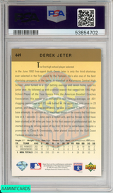 1993 UPPER DECK DEREK JETER #449 ROOKIE HOF NEW YORK YANKEES RC PSA 8 NM-MT 53854702 1993 UPPER DECK DEREK JETER #449 ROOKIE HOF NEW YORK YANKEES RC PSA 8 NM-MT 53854702