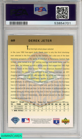 1993 UPPER DECK DEREK JETER #449 ROOKIE HOF NEW YORK YANKEES RC PSA 8 NM-MT 53854701 1993 UPPER DECK DEREK JETER #449 ROOKIE HOF NEW YORK YANKEES RC PSA 8 NM-MT 53854701