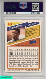 1993 TOPPS KEN GRIFFEY JR #179 SEATTLE MARINERS HOF PSA 9 MINT 54831353 1993 TOPPS KEN GRIFFEY JR #179 SEATTLE MARINERS HOF PSA 9 MINT 54831353