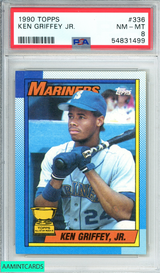 1990 TOPPS KEN GRIFFEY JR  #336 SEATTLE MARINERS PSA 8 NM-MT 54831499 1990 TOPPS KEN GRIFFEY JR  #336 SEATTLE MARINERS PSA 8 NM-MT 54831499