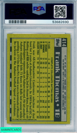 1990 TOPPS FRANK THOMAS #414 NAME ON FRONT ROOKIE HOF WHITE SOX RC PSA 9 MINT 53682690
