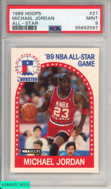 1989 HOOPS MICHAEL JORDAN #21 ALL-STAR CHICAGO BULLS HOF PSA 9 MINT 55692597 1989 HOOPS MICHAEL JORDAN #21 ALL-STAR CHICAGO BULLS HOF PSA 9 MINT 55692597