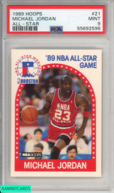 1989 HOOPS MICHAEL JORDAN #21 ALL-STAR CHICAGO BULLS HOF PSA 9 MINT 55692596 1989 HOOPS MICHAEL JORDAN #21 ALL-STAR CHICAGO BULLS HOF PSA 9 MINT 55692596