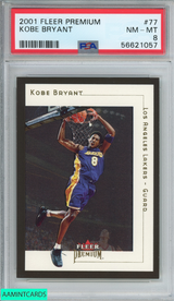 2001 FLEER PREMIUM KOBE BRYANT #77 LOS ANGELES LAKERS HOF PSA 8 NM-MT 56621057 2001 FLEER PREMIUM KOBE BRYANT #77 LOS ANGELES LAKERS HOF PSA 8 NM-MT 56621057
