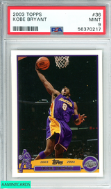 2003 TOPPS KOBE BRYANT #36 LOS ANGELES LAKERS MAMBA HOF!! PSA 9 MINT 56370217 2003 TOPPS KOBE BRYANT #36 LOS ANGELES LAKERS MAMBA HOF!! PSA 9 MINT 56370217