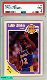 1989 FLEER MAGIC JOHNSON #77 L A  LAKERS PSA MINT 9 48942877 1989 FLEER MAGIC JOHNSON #77 L A  LAKERS PSA MINT 9 48942877