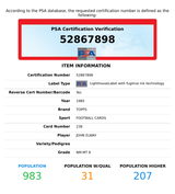 1985 TOPPS JOHN ELWAY #238 DENVER BRONCOS HOF 2ND YEAR PSA 8 NM-MT 52867898 1985 TOPPS JOHN ELWAY #238 DENVER BRONCOS HOF 2ND YEAR PSA 8 NM-MT 52867898