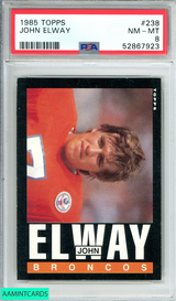 1985 TOPPS JOHN ELWAY #238 DENVER BRONCOS HOF 2ND YEAR PSA 8 NM-MT 52867923 1985 TOPPS JOHN ELWAY #238 DENVER BRONCOS HOF 2ND YEAR PSA 8 NM-MT 52867923