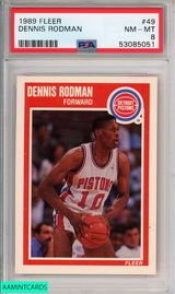 1989 FLEER DENNIS RODMAN #49 DETROIT PISTONS HOF PSA 8 NM-MT 53085051 1989 FLEER DENNIS RODMAN #49 DETROIT PISTONS HOF PSA 8 NM-MT 53085051