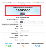 1989 FLEER DENNIS RODMAN #49 DETROIT PISTONS HOF PSA 8 NM-MT 53085050 1989 FLEER DENNIS RODMAN #49 DETROIT PISTONS HOF PSA 8 NM-MT 53085050