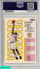 1993 FLEER CHRIS WEBBER #292 ROOKIE GOLDEN STATE WARRIORS RC PSA 9 MINT 53682766 1993 FLEER CHRIS WEBBER #292 ROOKIE GOLDEN STATE WARRIORS RC PSA 9 MINT 53682766