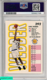 1993 FLEER CHRIS WEBBER #292 ROOKIE GOLDEN STATE WARRIORS RC PSA 9 MINT 53682765 1993 FLEER CHRIS WEBBER #292 ROOKIE GOLDEN STATE WARRIORS RC PSA 9 MINT 53682765