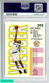 1993 FLEER CHRIS WEBBER #292 GOLDEN STATE WARRIORS ROOKIE RC PSA 9 MINT 52867374 1993 FLEER CHRIS WEBBER #292 GOLDEN STATE WARRIORS ROOKIE RC PSA 9 MINT 52867374