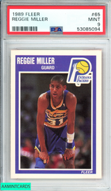 1989 FLEER REGGIE MILLER #65 INDIANA PACERS 2ND YEAR CARD PSA 9 MINT 53085094 1989 FLEER REGGIE MILLER #65 INDIANA PACERS 2ND YEAR CARD PSA 9 MINT 53085094