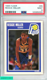 1989 FLEER REGGIE MILLER #65 INDIANA PACERS 2ND YEAR CARD PSA 9 MINT 53085099 1989 FLEER REGGIE MILLER #65 INDIANA PACERS 2ND YEAR CARD PSA 9 MINT 53085099