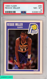 1989 FLEER REGGIE MILLER #65 INDIANA PACERS HOF PSA 8 NM-MT 53085105 1989 FLEER REGGIE MILLER #65 INDIANA PACERS HOF PSA 8 NM-MT 53085105