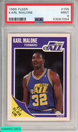 1989 FLEER KARL MALONE #155 HOF UTAH JAZZ PSA 9 MINT 53087054 1989 FLEER KARL MALONE #155 HOF UTAH JAZZ PSA 9 MINT 53087054