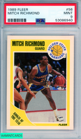 1989 FLEER MITCH RICHMOND #56 ROOKIE HOF GOLDEN STATE WARRIORS RC PSA 9 MINT 53086940 1989 FLEER MITCH RICHMOND #56 ROOKIE HOF GOLDEN STATE WARRIORS RC PSA 9 MINT 53086940