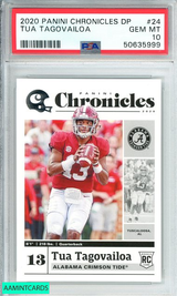 2020 PANINI CHRONICLES DP TUA TAGOVAILOA #24 DOLPHINS ROOKIE RC PSA 10 GEM MT 50635999 2020 PANINI CHRONICLES DP TUA TAGOVAILOA #24 DOLPHINS ROOKIE RC PSA 10 GEM MT 50635999