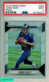 2016 PANINI PRIZM JARED GOFF #208 SILVER PRIZM ROOKIE RC PSA 9 MINT 50196303 2016 PANINI PRIZM JARED GOFF #208 SILVER PRIZM ROOKIE RC PSA 9 MINT 50196303