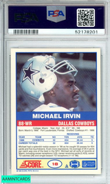 1989 SCORE MICHAEL IRVIN #18 DALLAS COWBOYS HOF! ROOKIE RC PSA 8 NM-MT 52178201 1989 SCORE MICHAEL IRVIN #18 DALLAS COWBOYS HOF! ROOKIE RC PSA 8 NM-MT 52178201
