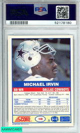 1989 SCORE MICHAEL IRVIN #18 DALLAS COWBOYS HOF! ROOKIE RC PSA 8 NM-MT 52178180 1989 SCORE MICHAEL IRVIN #18 DALLAS COWBOYS HOF! ROOKIE RC PSA 8 NM-MT 52178180
