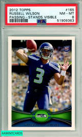 2012 TOPPS RUSSELL WILSON #165 PASSING-STANDS RC SEAHAWKS VISIBLE PSA 8 NM-MT 51909363 2012 TOPPS RUSSELL WILSON #165 PASSING-STANDS RC SEAHAWKS VISIBLE PSA 8 NM-MT 51909363