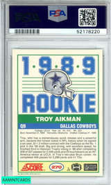 1989 SCORE TROY AIKMAN #270 DALLAS COWBOYS HOF! ROOKIE RC PSA 8 NM-MT 52178220 1989 SCORE TROY AIKMAN #270 DALLAS COWBOYS HOF! ROOKIE RC PSA 8 NM-MT 52178220
