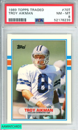 1989 TOPPS TRADED TROY AIKMAN #70T DALLAS COWBOYS HOF! ROOKIE RC PSA 8 NM-MT 52178239