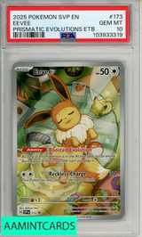2025 POKEMON SVP EN-SV BSP EEVEE #173 PRISMATIC EVOLUTIONS ETB PSA 10 103933319