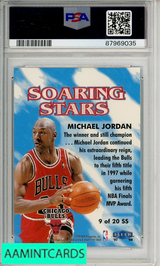 1997 FLEER SOARING STARS MICHAEL JORDAN #9 SOARING STARS PSA 9 MINT 87969035 1997 FLEER SOARING STARS MICHAEL JORDAN #9 SOARING STARS PSA 9 MINT 87969035