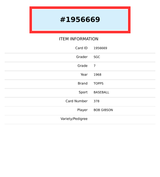1968 TOPPS BOB GIBSON #378 SGC 7 1956669