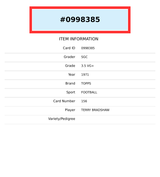 1971 TOPPS TERRY BRADSHAW #156 ROOKIE RC PITTSBURGH STEELERS HOF SGC 3.5 VG+ 0998385 1971 TOPPS TERRY BRADSHAW #156 ROOKIE RC PITTSBURGH STEELERS HOF SGC 3.5 VG+ 0998385