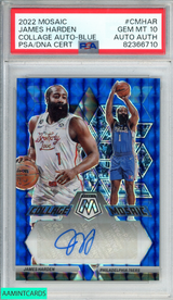 2022 PANINI MOSAIC COLLAGE AUTOGRAPHS JAMES HARDEN #CMHAR BLUE 12 OF 25 PSA 10 82366710