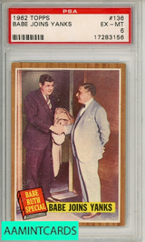 1962 TOPPS BABE JOINS YANKS #136 PSA 6 EX-MT 17283156 1962 TOPPS BABE JOINS YANKS #136 PSA 6 EX-MT 17283156